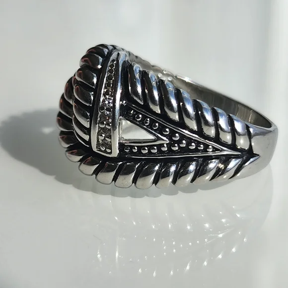 Premier Designs "Bound Together" faux rhodium plated unisex ring size 11.5 nwot - Picture 10 of 12